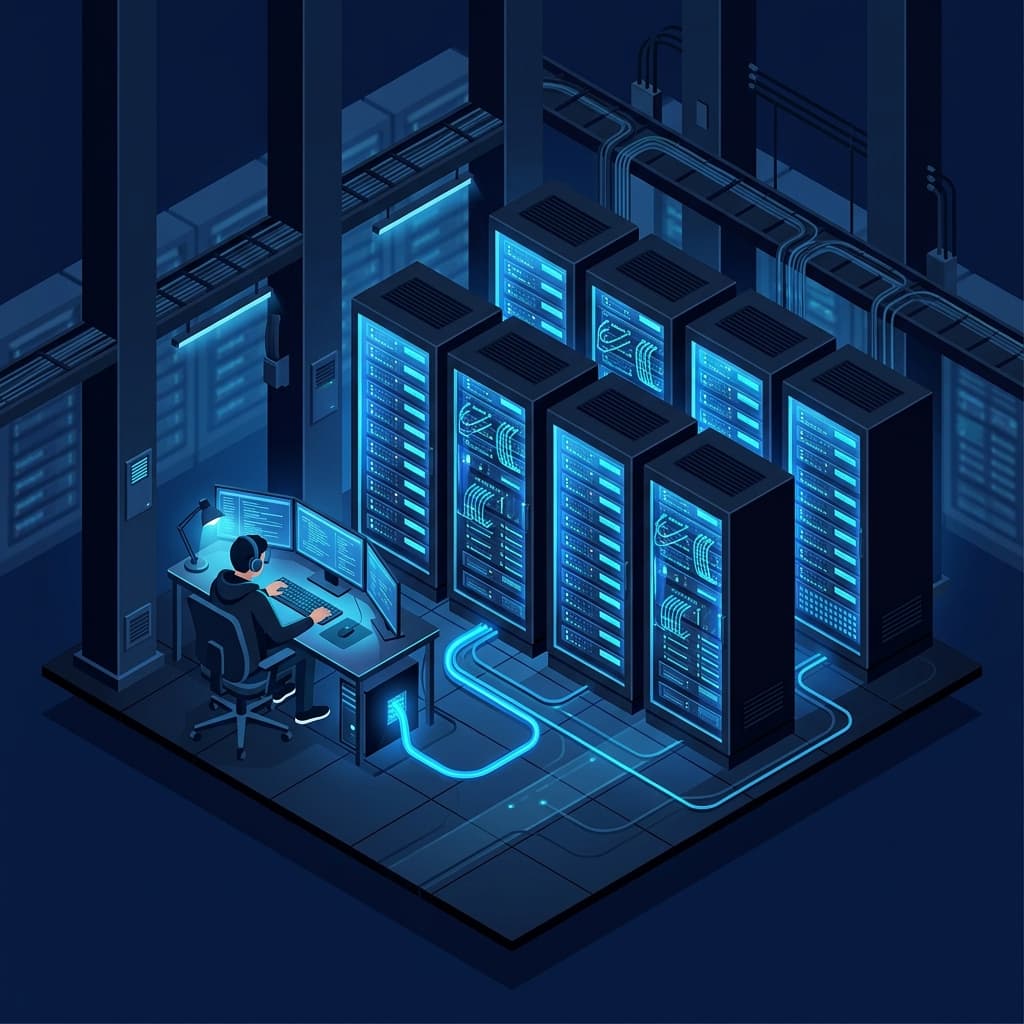 Digital Space Nusantara - Data Center & Teknologi Server Illustration